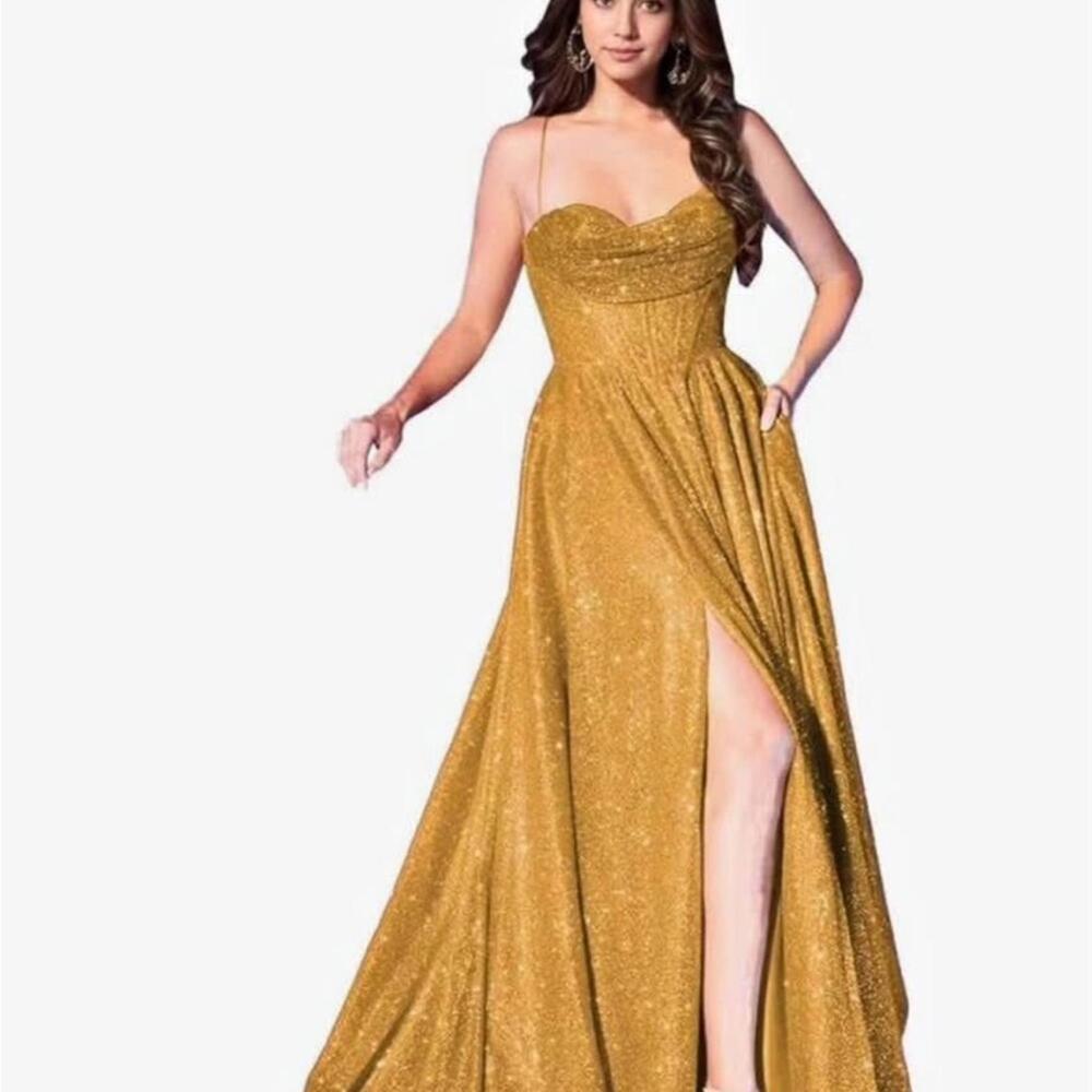 Formal Gold Evening Gown MEDIUM